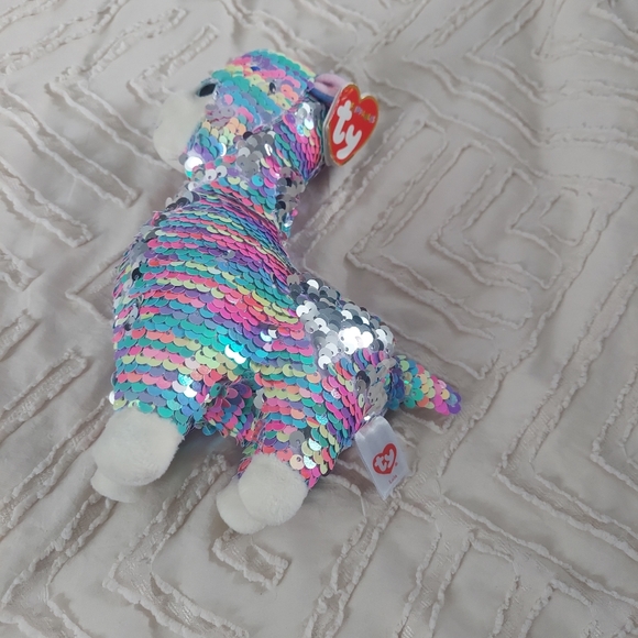 Ty Beanie Boo “Lola” Sequin Llama Plush – Colorful Sparkly Stuffed Animal - Picture 4 of 9